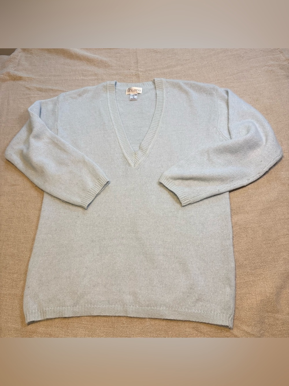 Rosanna Light Blue Vintage Angora Women's V-Neck Sweater